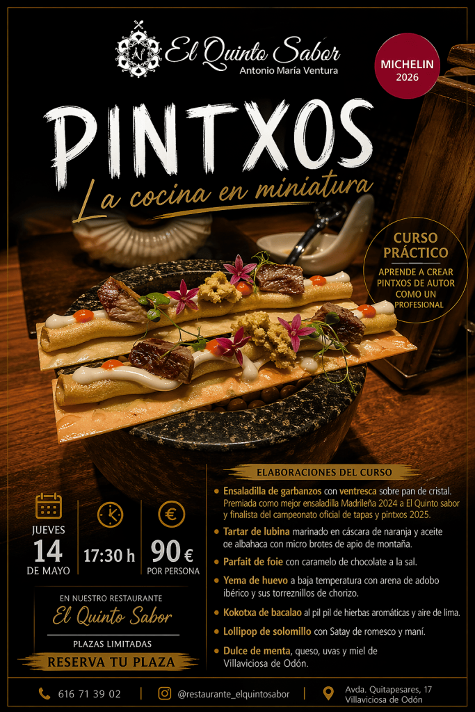 Cartel del curso de pintxos en Madrid